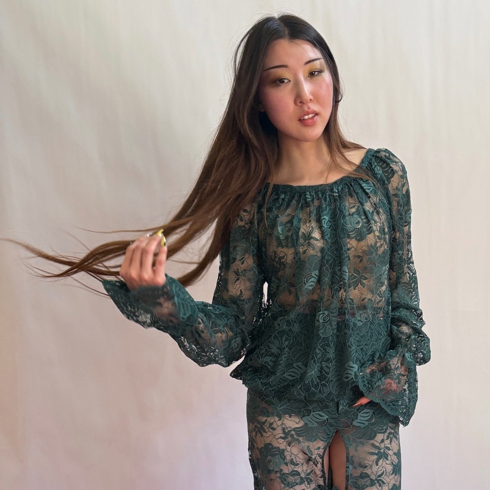 Vivienne Westwood 2019 Green Lace top w/ Oriental Pink - I have the set